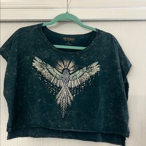 Shyanne Teal Graphic Crop Top